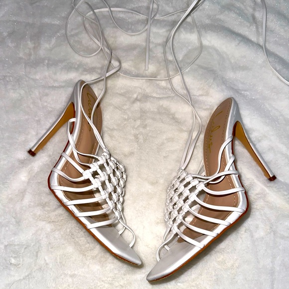 Lulus Shoes - Worn ONCE Lace up knotted stiletto sandals 4.5” heel